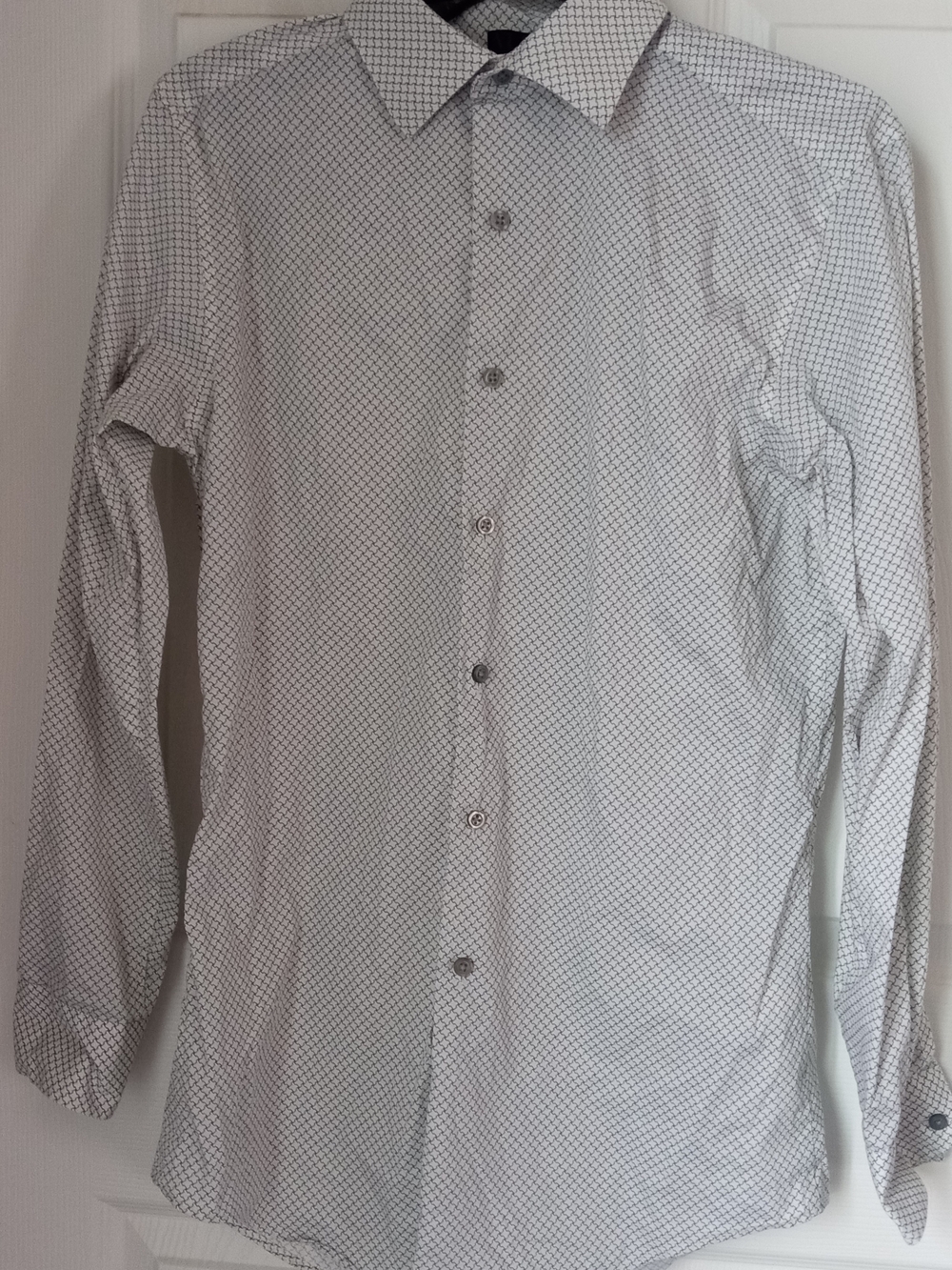 Alfani White Shirt with Black Micro Geometric Print